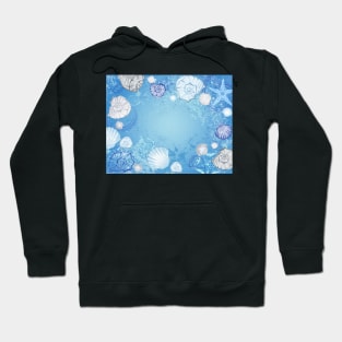 Blue background with seashells Hoodie